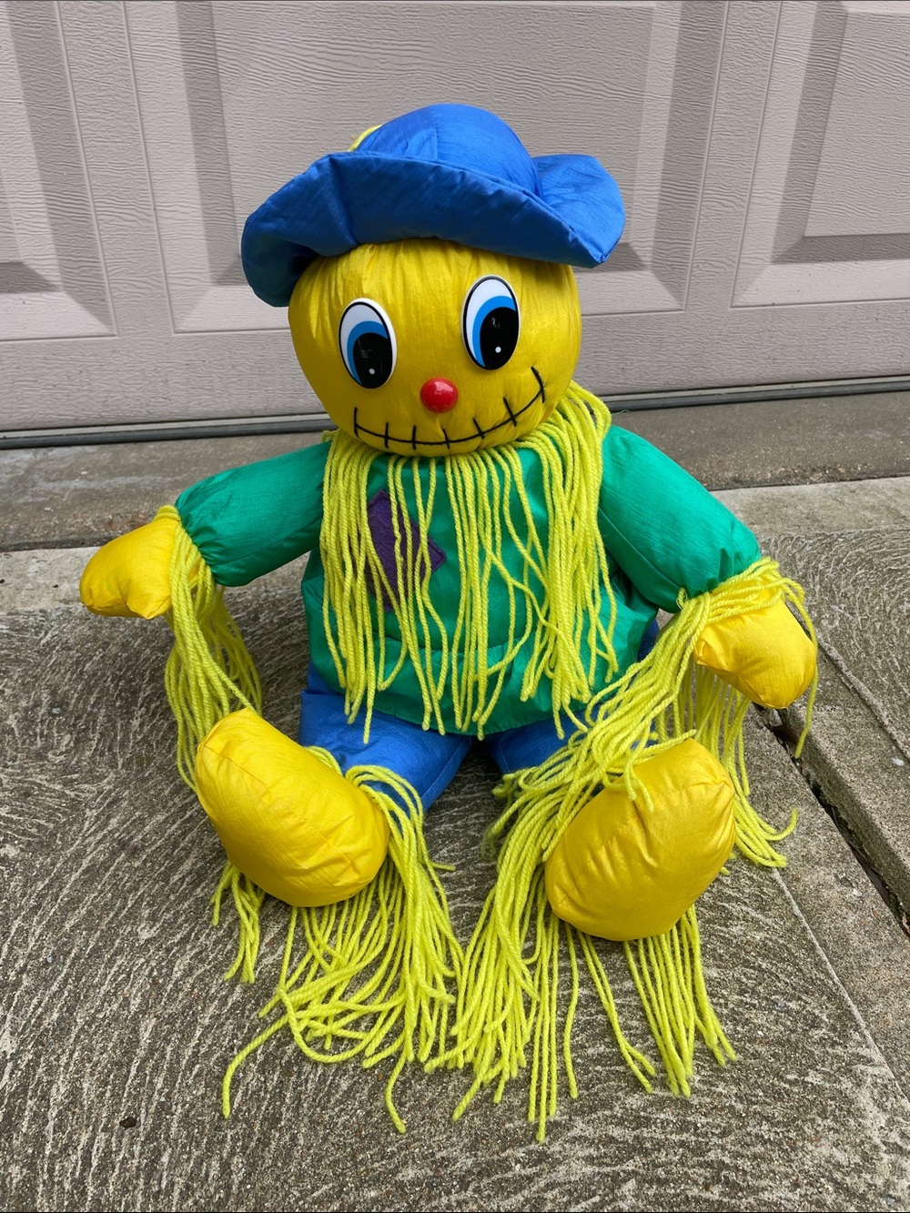 Vtg Puffy Nylon Stuffed Scarecrow Fall Halloween Decor Midwestern Home Products